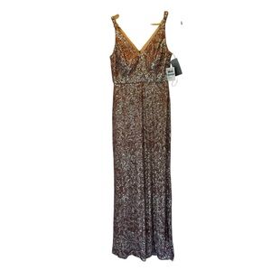 Morgan & Co. NWT Champagne Sequin Maxi Formal Gown – Size 5